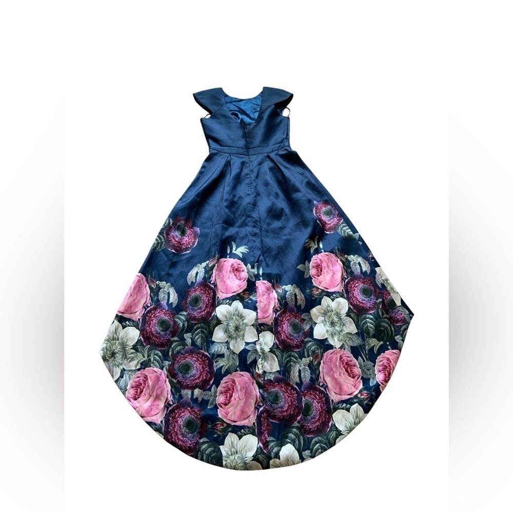 Chi Chi London Navy Floral High Low Dress - Small